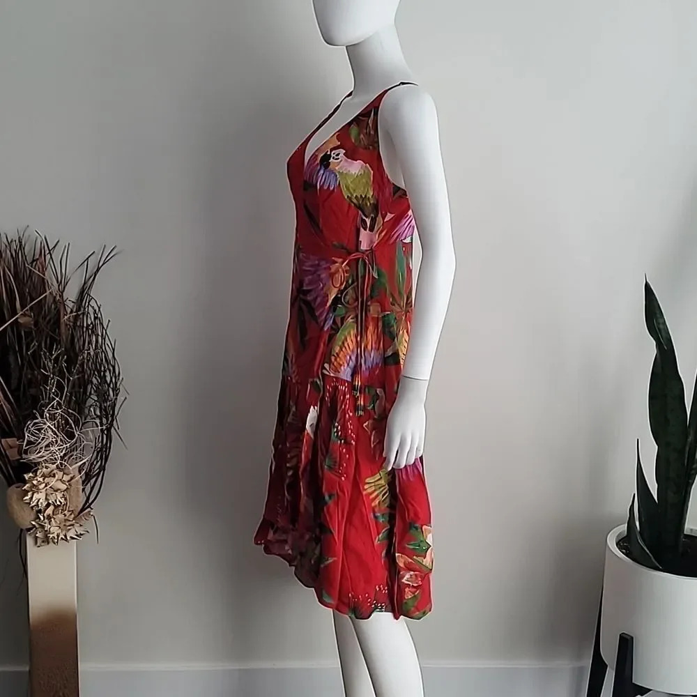 Farm Rio Red Macaw Wrap Dress - Picture 6 of 13